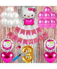 Shopperskart Cartoon Theme 3rd Birthday Decoration Kit - Pack of 74