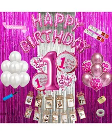 Shopperskart 1st Birthday Decoration Kit Pink - Pack of 89