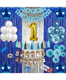 Shopperskart 1st Birthday Decoration Kit Blue - Pack of 95