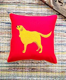 Rockfort Creation Dog Embroidery Cushion Cover - Red