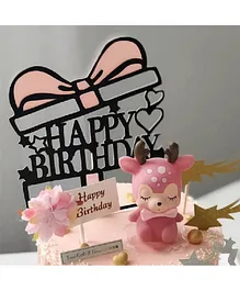 Ziory Happy Birthday Cake Topper - Pink