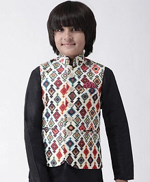 HANGUP Sleeveless Geometric Printed Bandgala Nehru Jacket - Multi Color