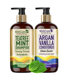 WishCare Tea Tree Mint Shampoo And Argan Vanilla Conditioner - 300 ml each