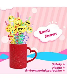 FunBlast Emoji Spiral Drinking Straw - Pack of 4 ( Color May Vary)