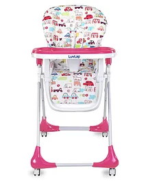 LuvLap Royal High Chair with Adjustable Heights And Wheels - Pink
