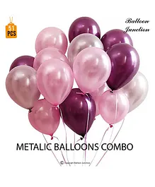 Balloon Junction Metallic Burgundy , Pink & Silver Balloons - Pack of 51
