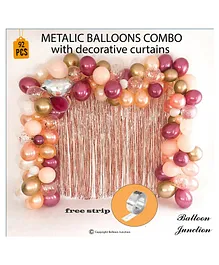 Balloon Junction Decoration Burgundy , Rose Gold , Chrome Gold Balloons Kit- Pack of 92