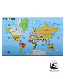 Planet Of Toys Play & Learn World Map Wooden Knob Puzzle - Multicolor