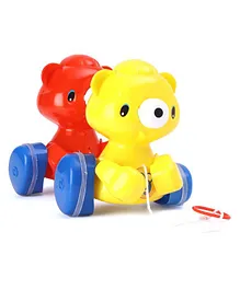Apex Twin Teddys Pull Along Toy - Red Yellow