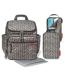 Skiphop Forma Diaper Backpack Feather Print - Grey