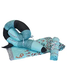 Wild Child Cotton Baby Quilt, Bumper & Bedsheet Combo Set - Blue