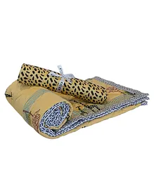 Wild Child Baby Quilt and Single Bed Sheet Combo Giraffe Theme - Beige