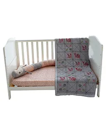 Wild Child Baby Crib Sheet and Quilt with Cushion Combo Beach Theme - Grey