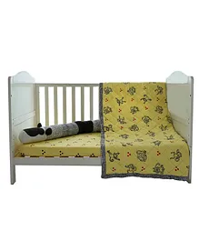 Wild Child Baby Crib Sheet and Quilt with Cushion Combo Monkey Theme - Yellow
