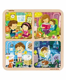 Webby 4 in 1 Daily Routine  Wooden Puzzle Multicolor - 36 Pieces