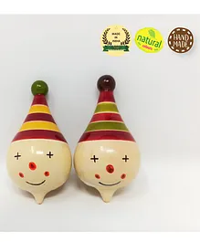 A&A Kreative Box Twin Spinning Wooden Tops Pack of 2 - Multicolor