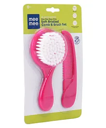 Mee Mee Soft Bristled Comb And Brush Set - Dark Pink