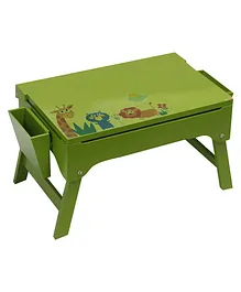 Kidoz Animal Green Wooden Foldable Study Table with Storage & Pinboard