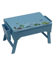Kidoz Racer Car Blue Wooden Foldable Study Table With Storage and Pinboard - Blue
