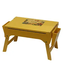 Kidoz Dinosaur Yellow Wooden Foldable Study Table With Storage and Pinboard - Yellow