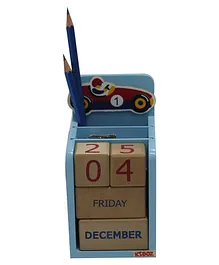 Kidoz Perpetual Wooden Learning Calendar With Pencil Racer Car Theme - Red