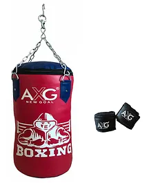 AXG New Goal Punching Bag With Boxing Hand Wraps - Red