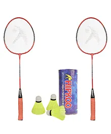 Hipkoo Badminton Racket with 3 Shuttlecocks - Red  Black