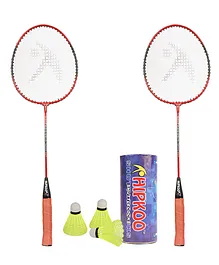 Hipkoo Badminton Racket with 3 Shuttlecocks - Red Black