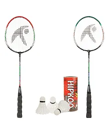Hipkoo Toofani 007 Wide Body Rackets With Feather Shuttlecock & Free Bag - Black Red