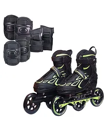 Hipkoo Sterling Power Trend Adjustable Inline Skates with Protective Guards - Black Green