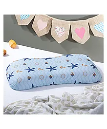 The White Willow Junior Size Memory Foam Baby Pillow with Removable Cover - Blue