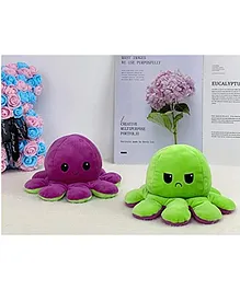Caaju Reversible Changing Mood Octopus Soft Toy Purple And Green - Height 12 cm