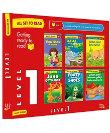 All Set to Read Level 1 Assisted Reading with Small Sentences and Pictures Set of 6 Books Red Box - English