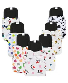 Babymoon Washable & Reusable Cloth Diaper Pocket With Grey Insert Pack of 7 - White Multicolor