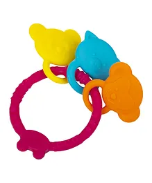 Infantso Non-Toxic Food-Grade Silicone Baby Teether Animal Shape with Easy Grip - Pink