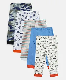 Zonko Style Pack Of 5 Camouflaged & Striped Pajamas - Multi Color