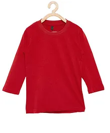 FirstClap Full Sleeves Solid Colour Tee - Red