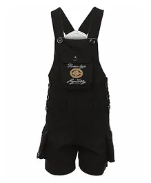 FirstClap Logo Patch Three Fourth Dungaree - Black