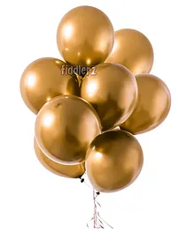 Fiddlerz Latex Chrome Balloons with Pump Golden - Pack of 50