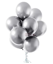 Fiddlerz Latex Chrome Balloons with Pump Silver - Pack of 50