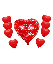 Fiddlerz Heart Shaped Foil Balloon Combo Red - Pack of 9 