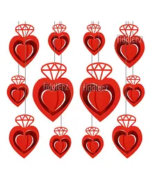 Fiddlerz 3D Heart Danglers Red - Pack of 12