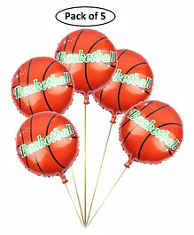 Party Anthem Basketball Foil Balloons Orange - Pack of 5