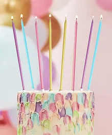 Amfin Long Pastel Candles With Holder Multicolour - Pack of 8