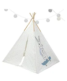 Role Play Teepee Tent Rabbit Print - White 