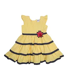 Doodle Girls Clothing Cap Sleeves Checked Step Dress - Yellow