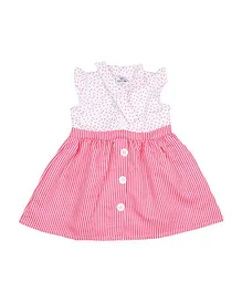 Doodle Girls Clothing Cap Sleeves Striped & Printed Dress - Pink