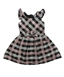 Doodle Girls Clothing Cap Sleeves Checked Dress - Pink