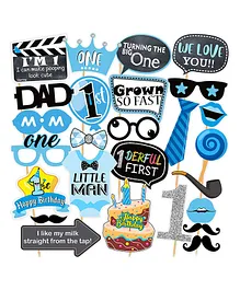 Syga First Birthday Photo Booth Props Blue - Pack Of 26