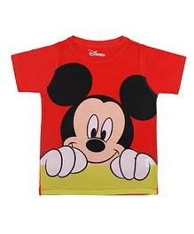 Disney By Crossroads Mickey Mouse Character Print Half Sleeves Tee - Red
